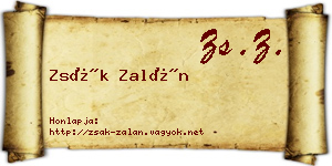 Zsák Zalán névjegykártya