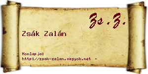 Zsák Zalán névjegykártya